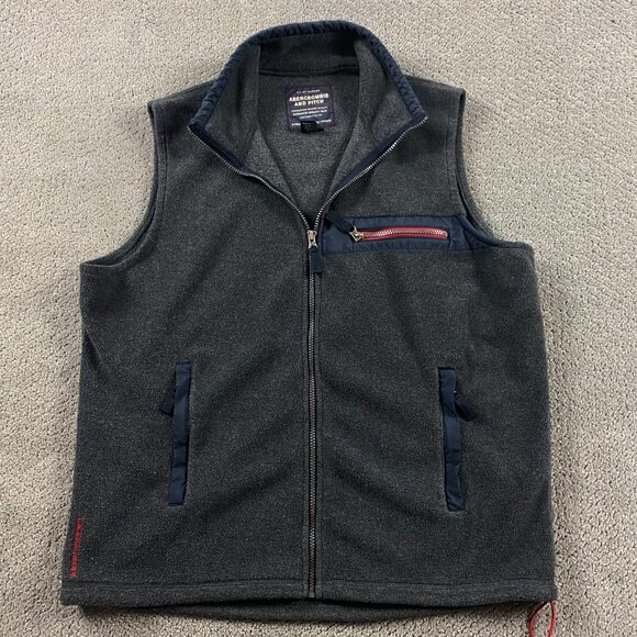 Vintage Abercrombie & Fitch Fleece Vest Men's XL Gray Y2K 90s - Picture 5 of 11